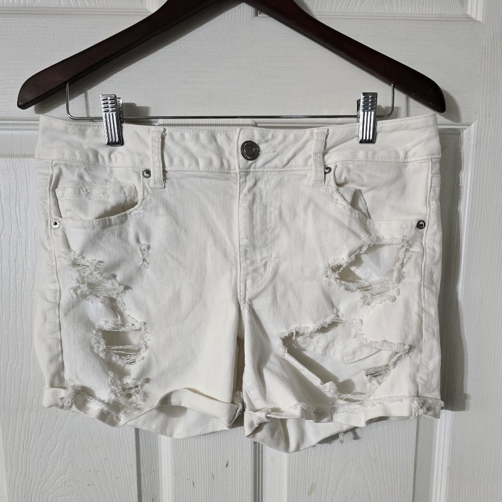 Women's American Eagle White Jean Shorts Sz 14